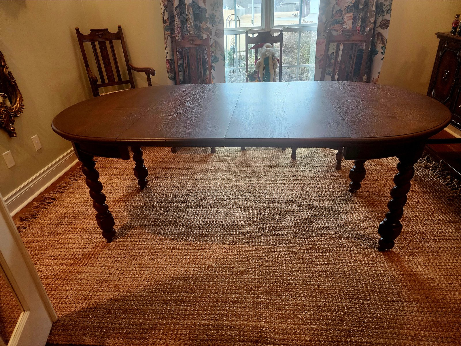 barley twist dining table after refinishing
