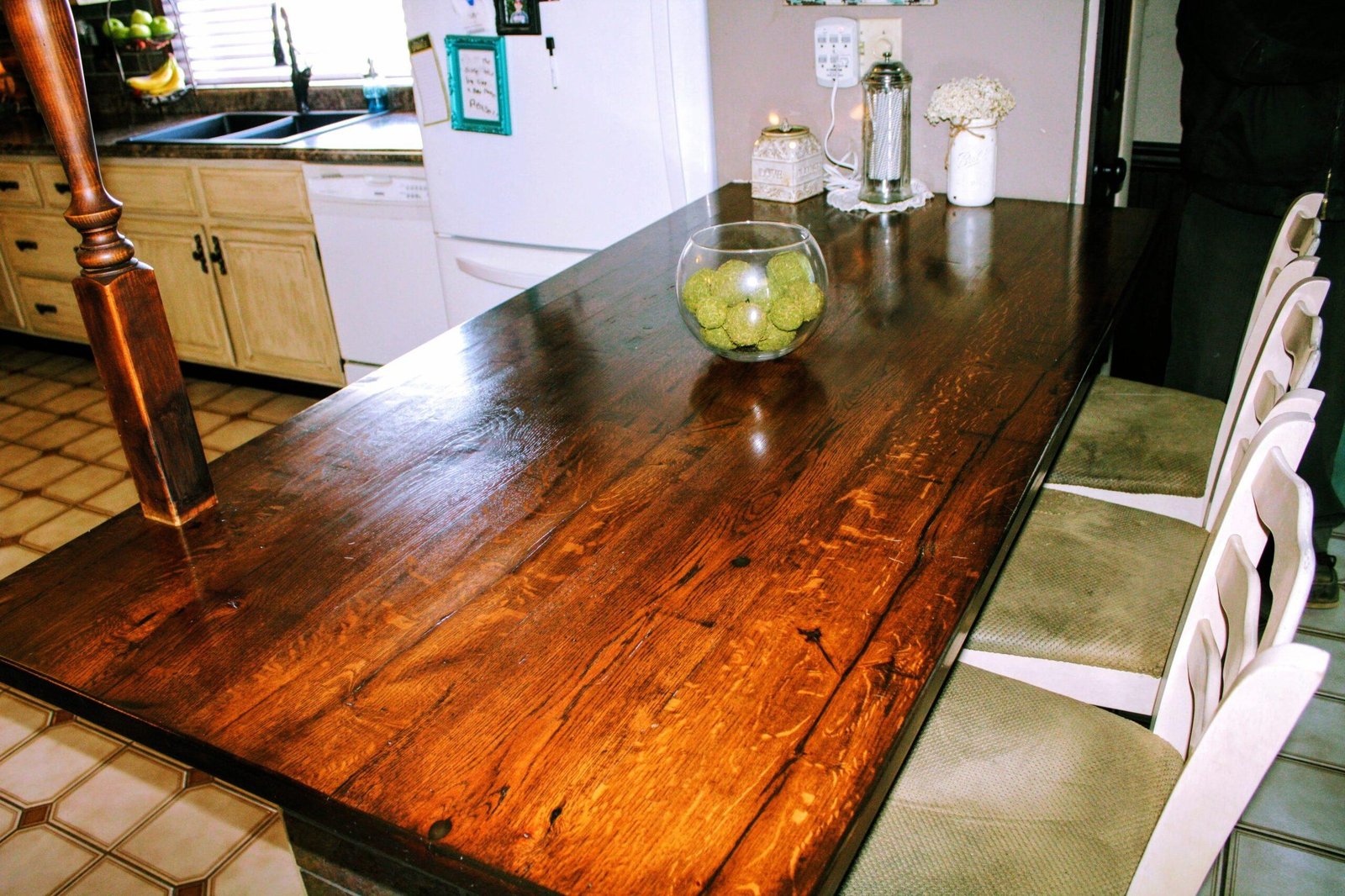 quarter sawn oak kitchen countertop after