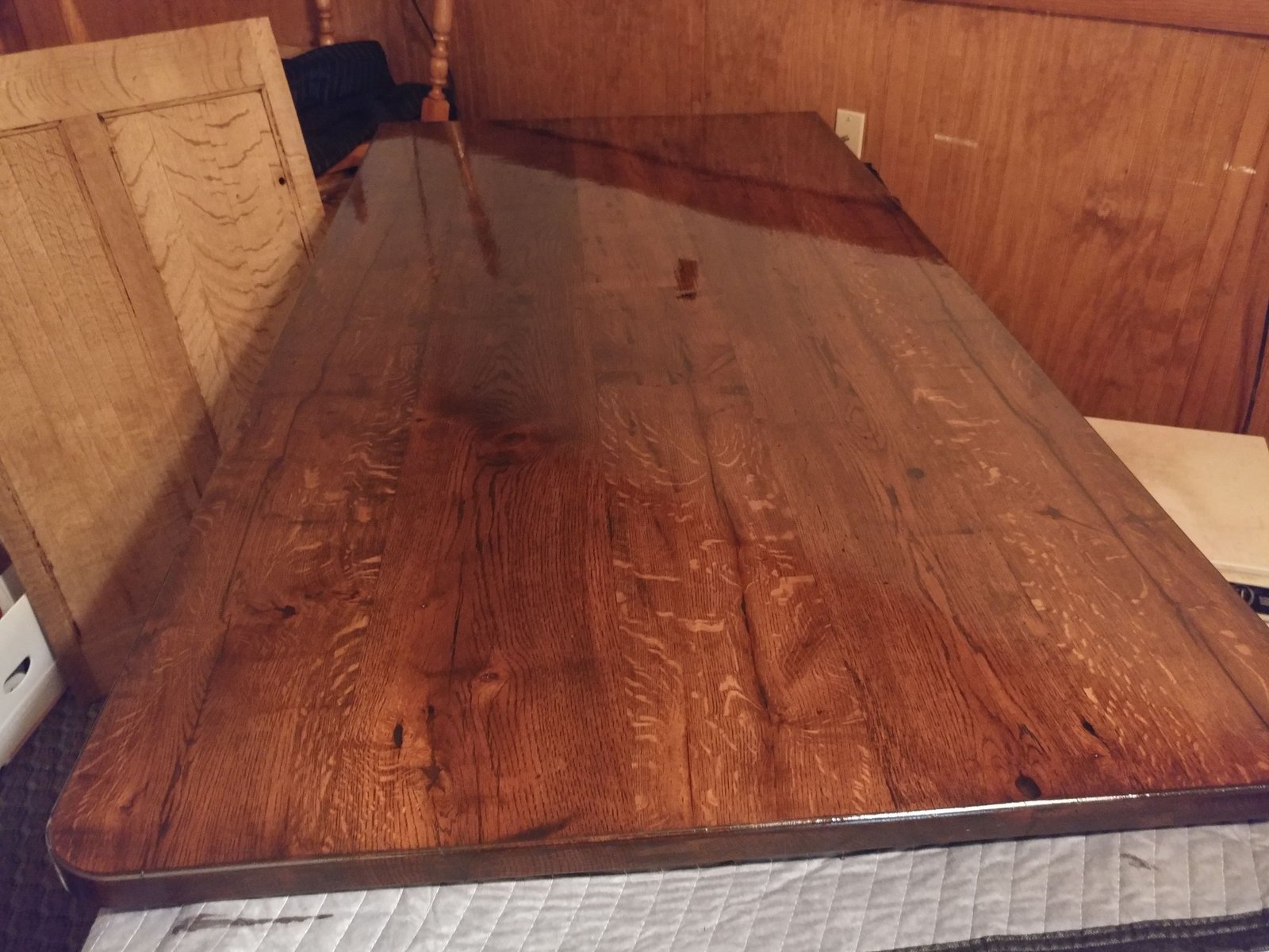 rustic plank dining table after angle two