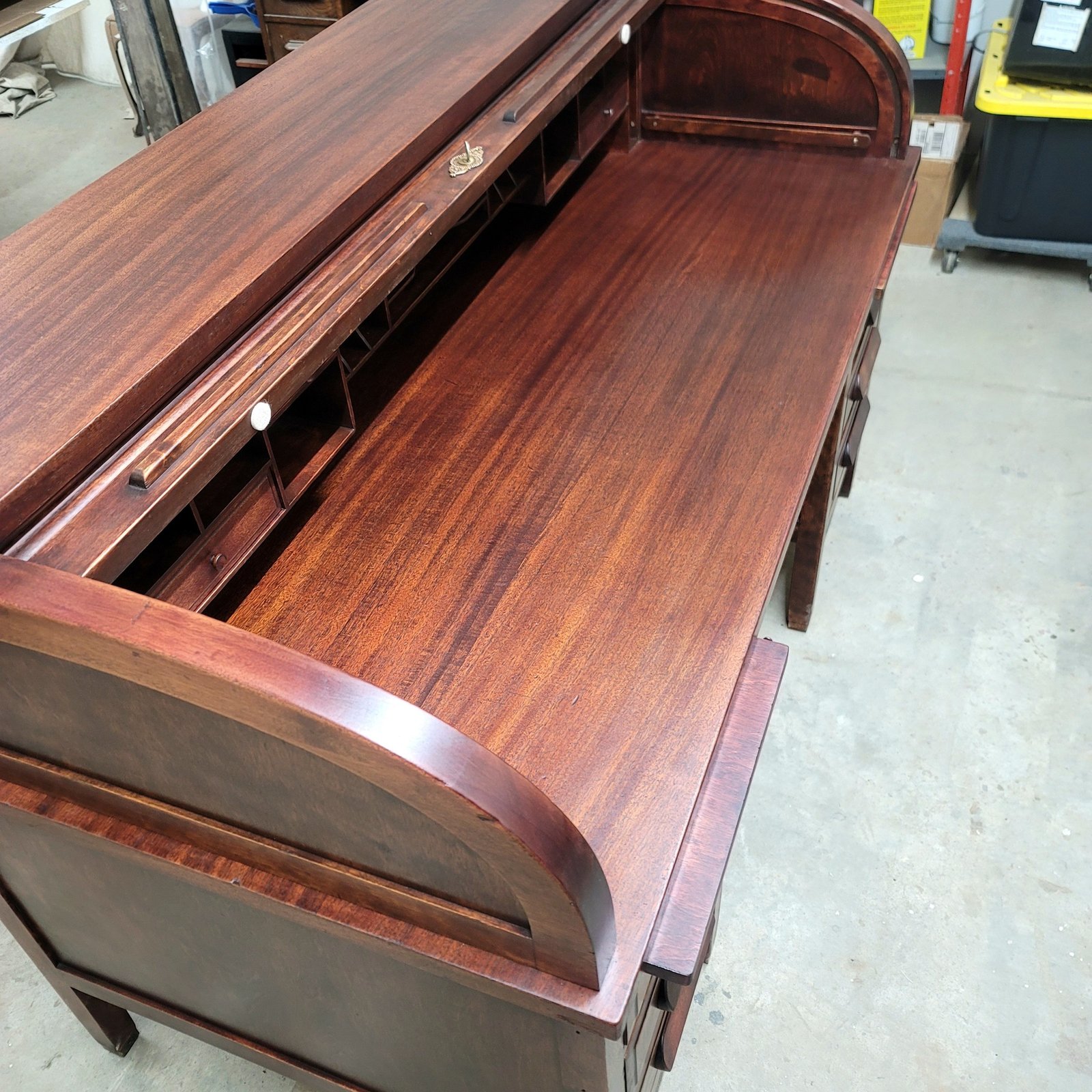 antique rolltop desk after front angle