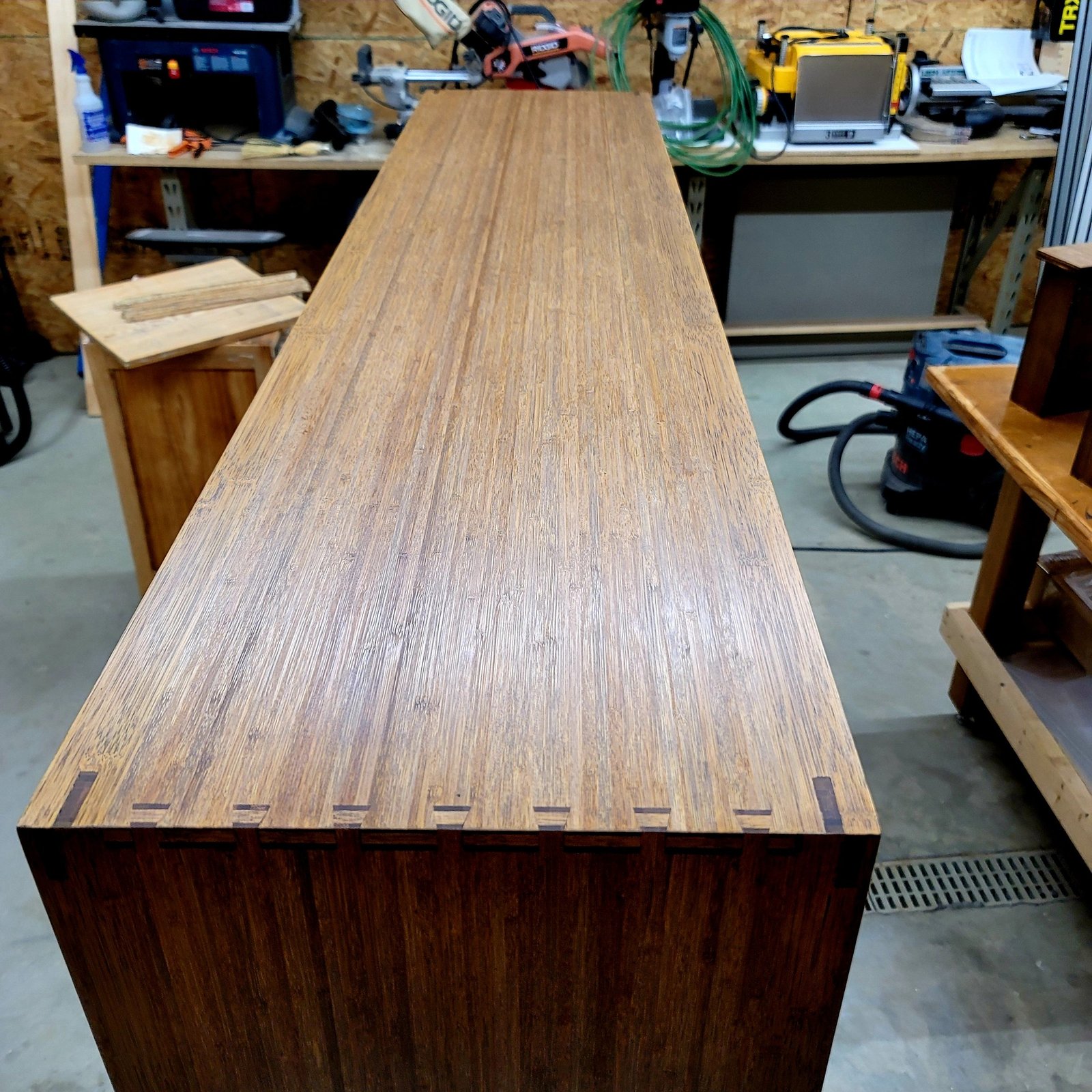 long oak countertop after refinishing