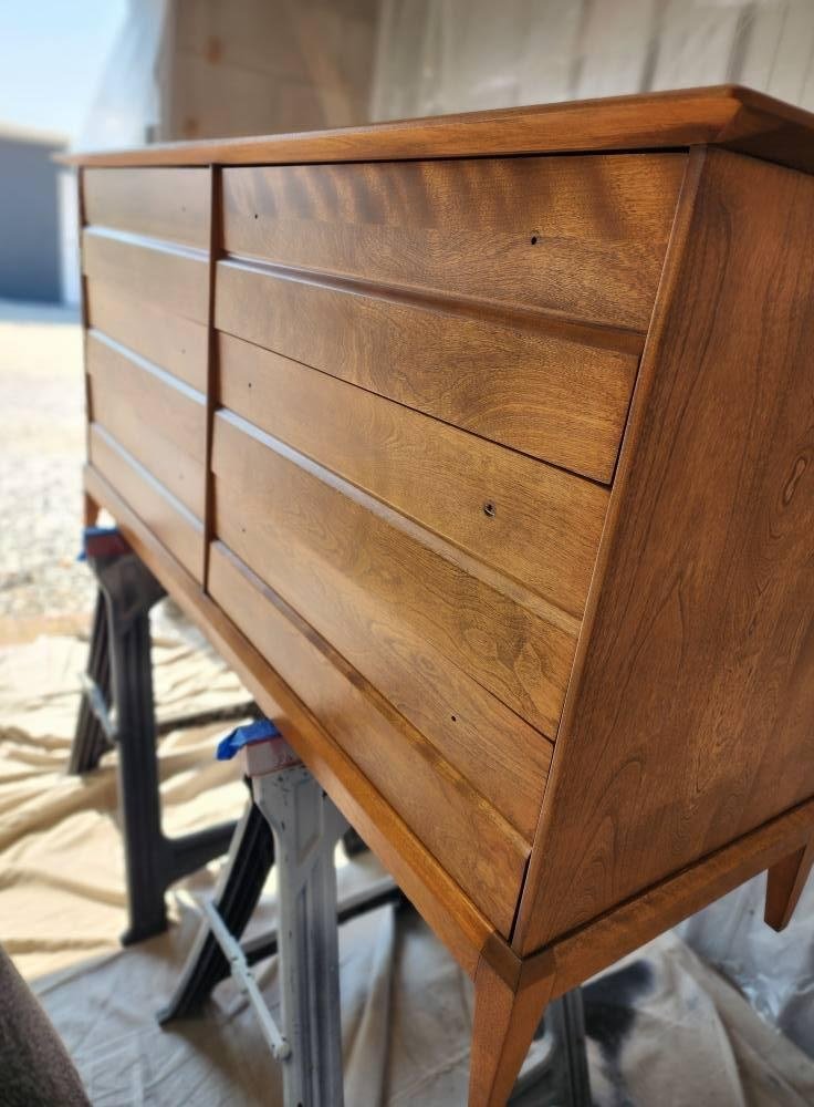 mid century dresser after refinishing