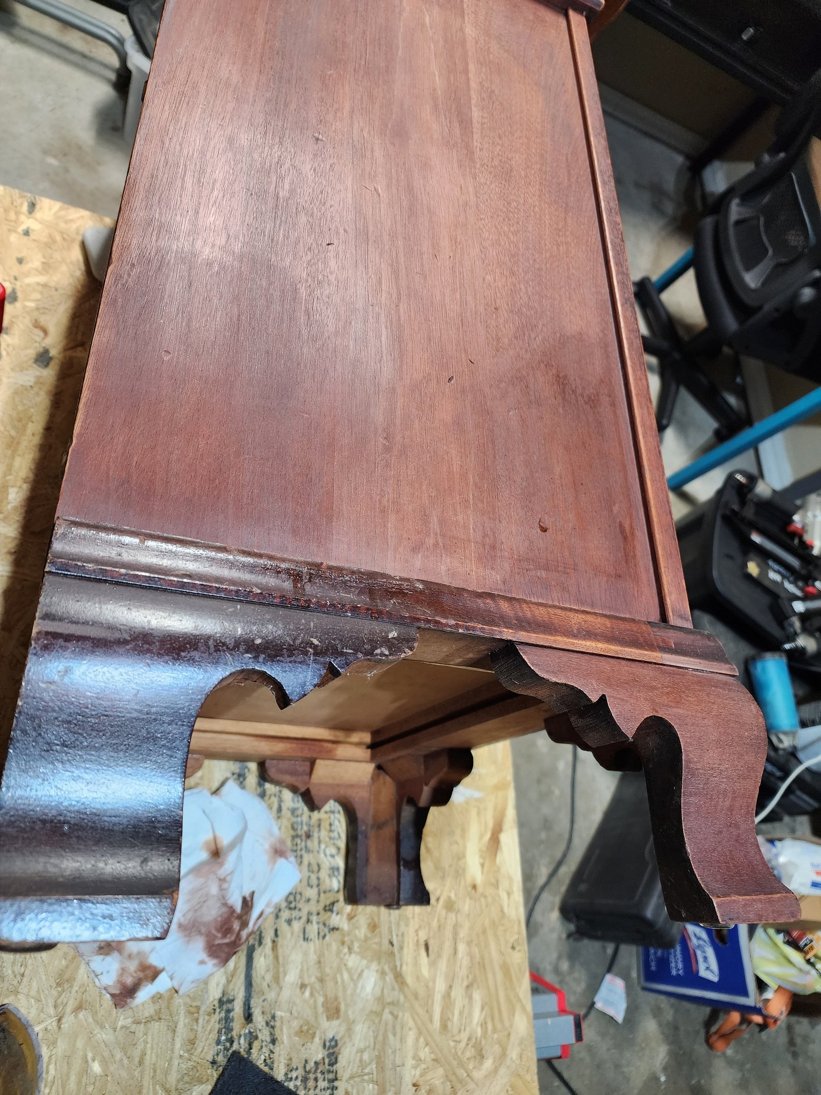 small antique wood table before restoration