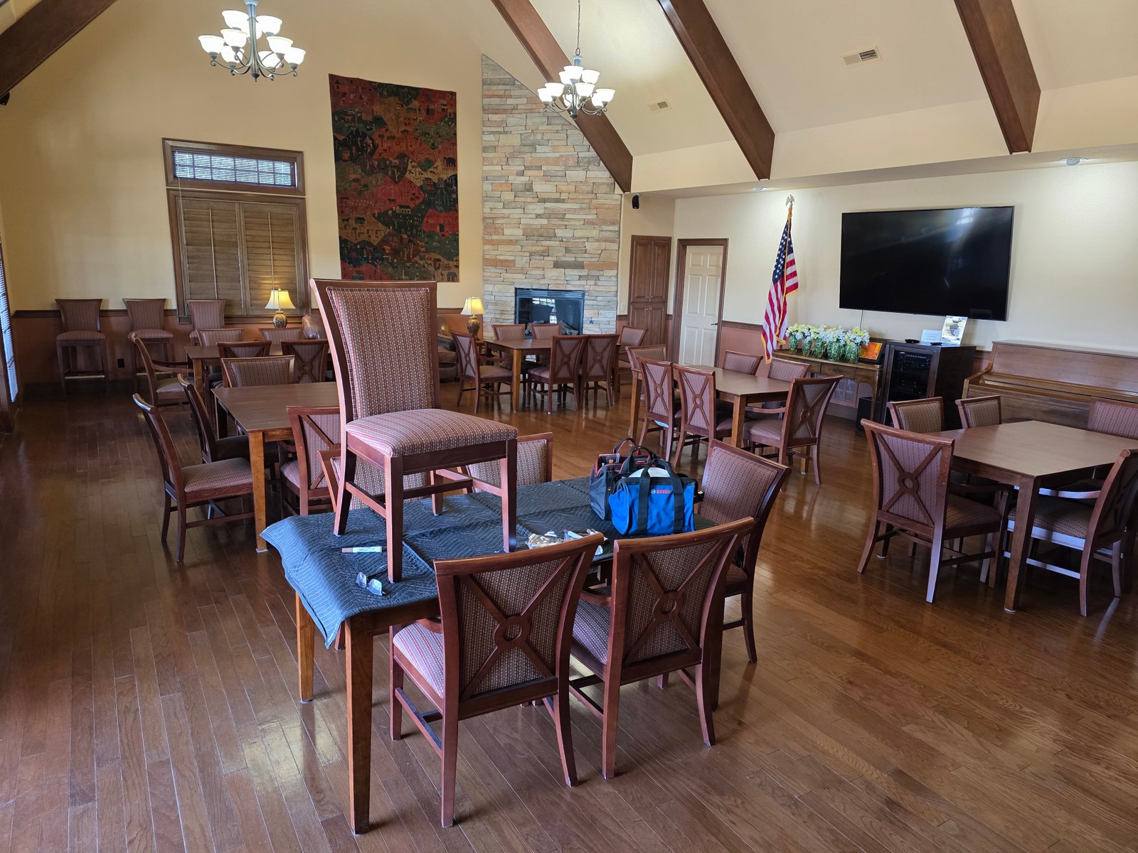 commercial dining hall tables and chairs after