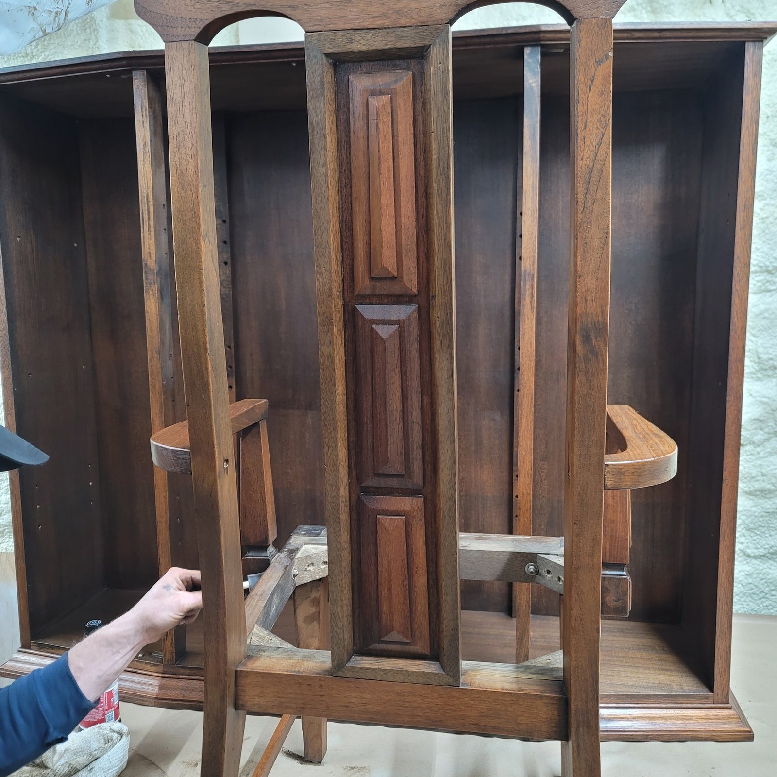 large wood bed frame restoration process