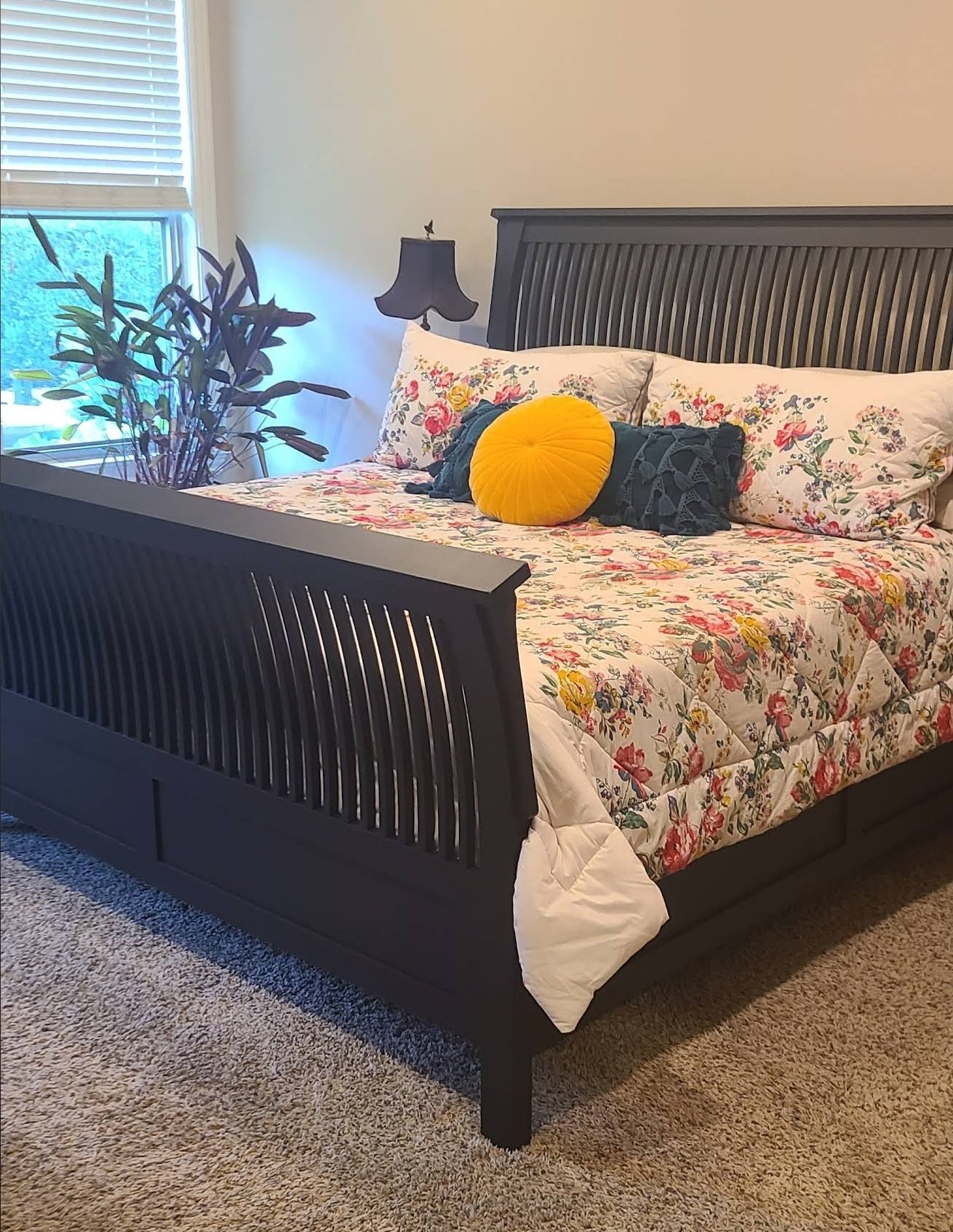 painted slatted bed frame after refinishing