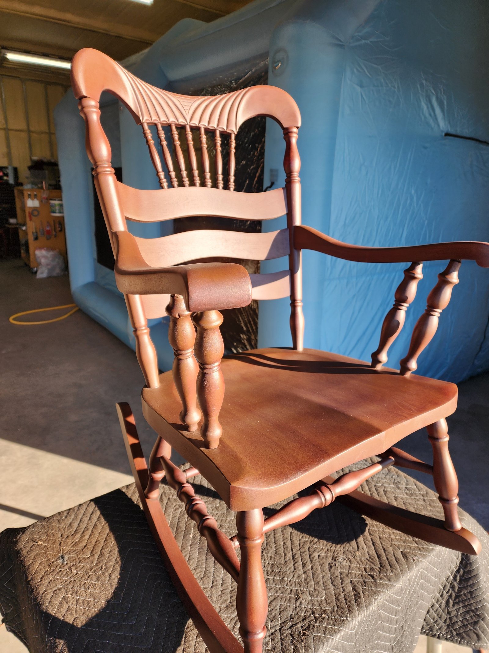 spindle rocking chair after refinishing