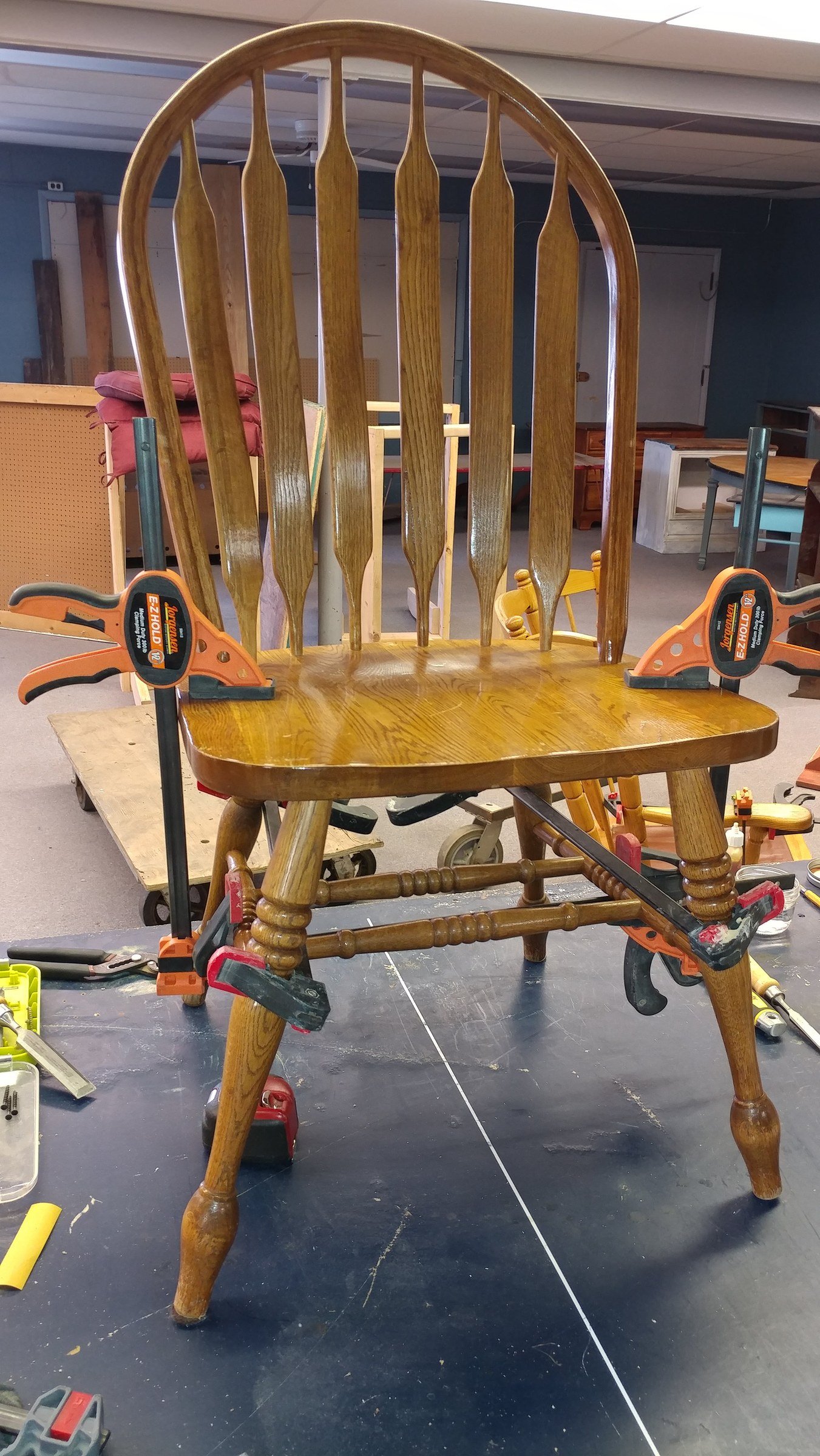 wood dining chair before restoration