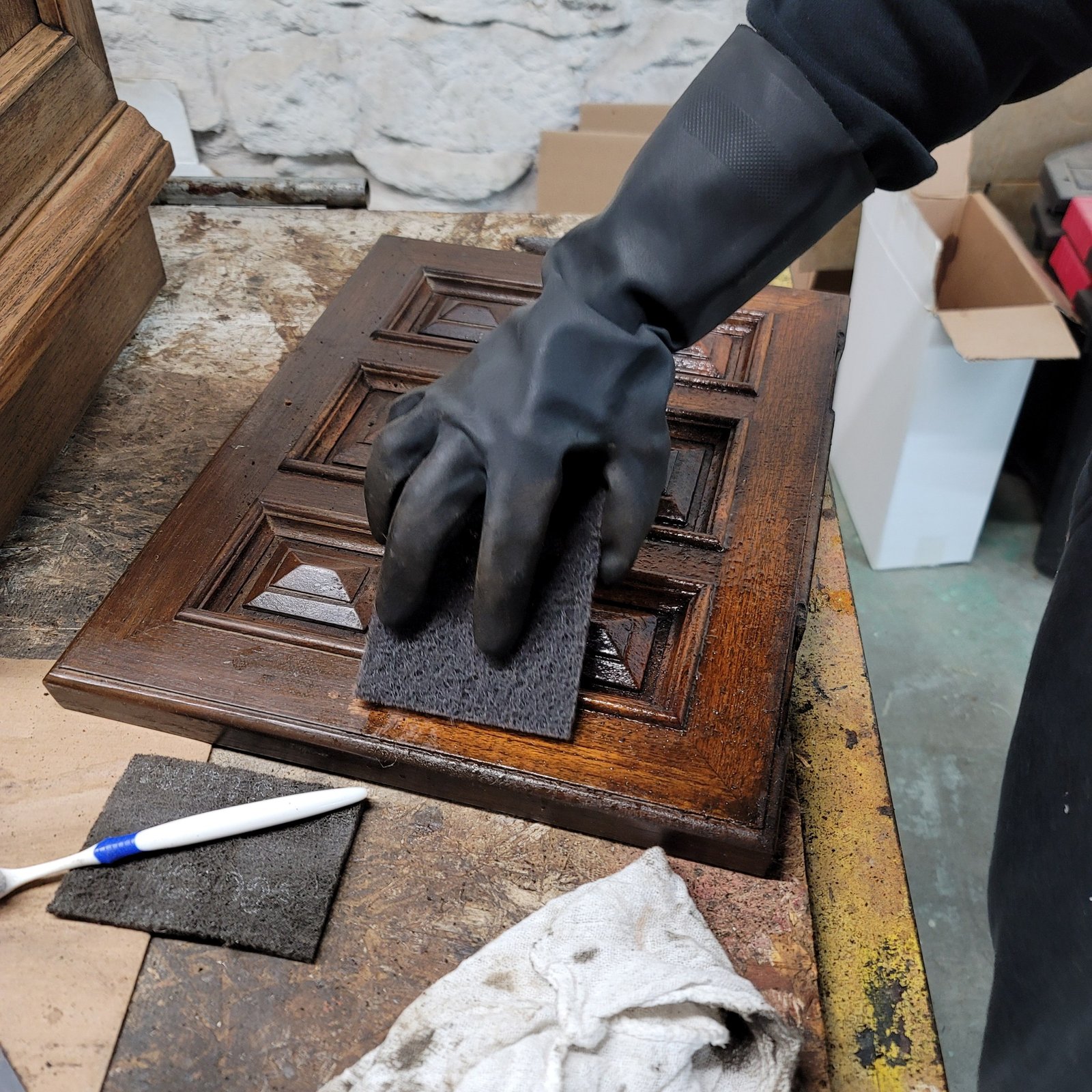 raised panel hand finishing process