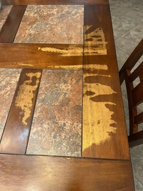 dining table with tile inlays before