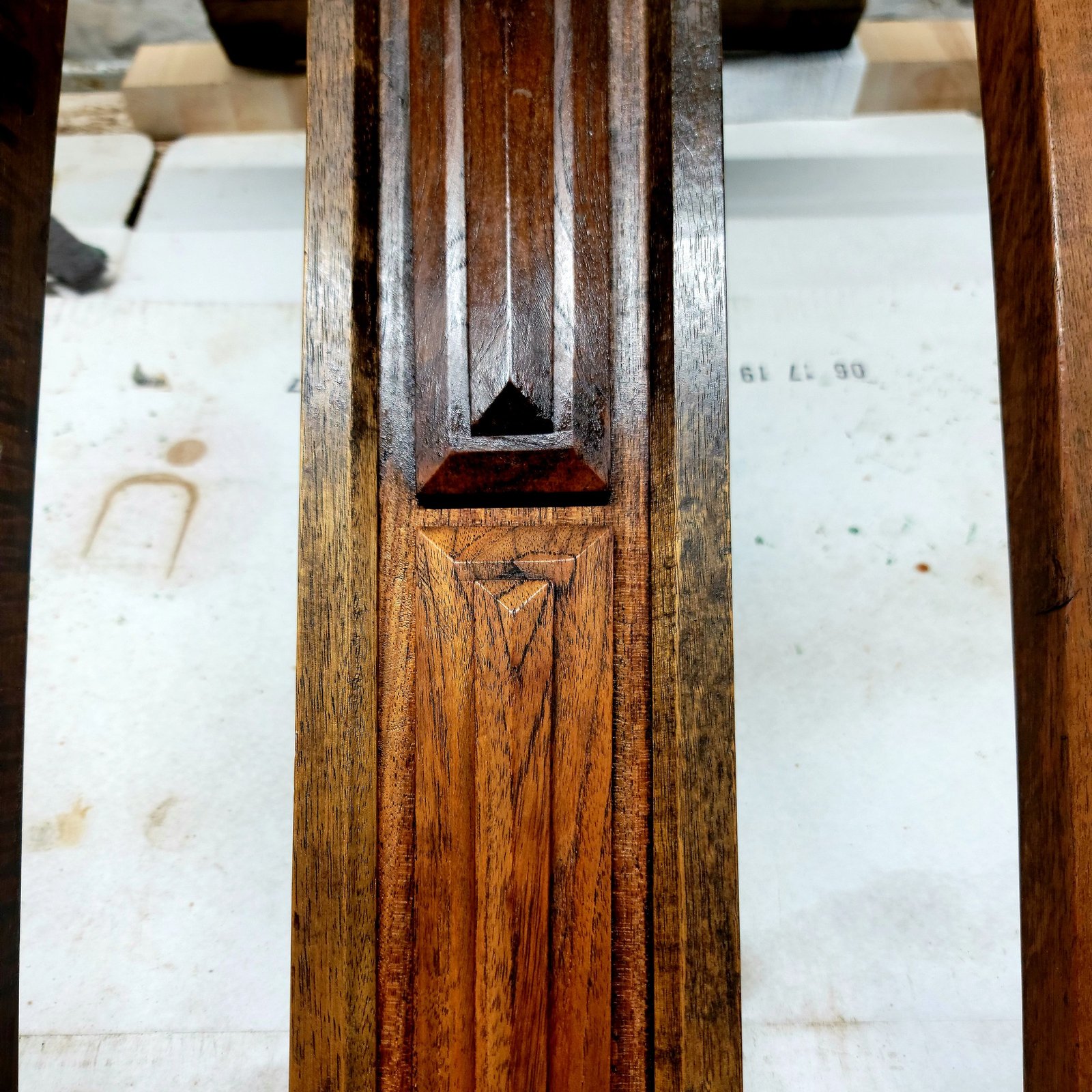 architectural wood column detail after