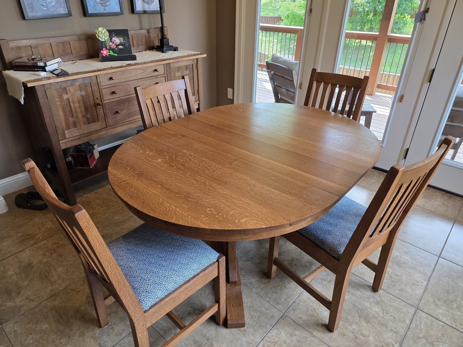 Oak dining table and chairs restored and refinished, Rogers AR